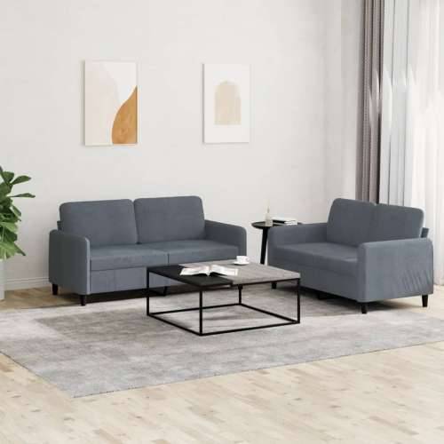 2-dijelni set sofa tamnosivi baršunasti - Tamno siva s jastučićima Cijena