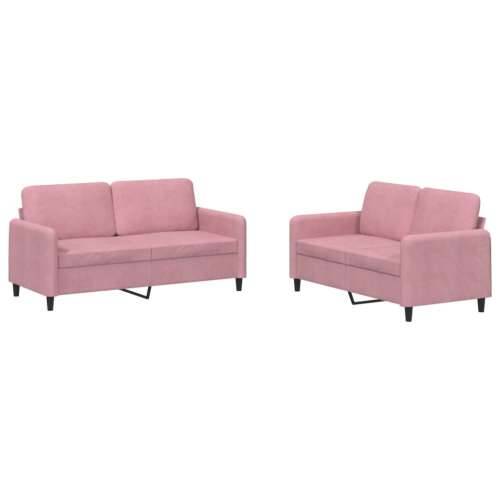 2-dijelni set sofa ružičasti baršunasti - Ružičasta s jastučićima Cijena