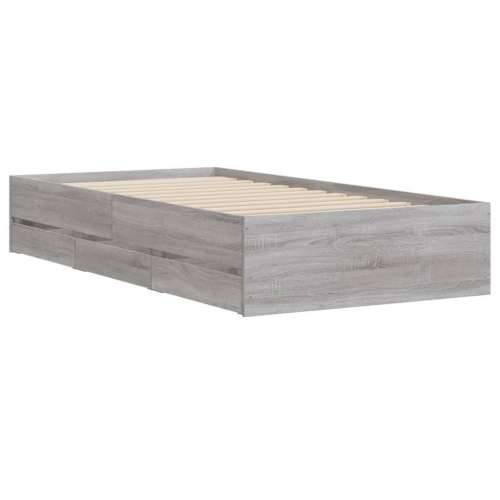 Okvir za krevet s ladicama boja hrasta 100x200 cm drveni - Sivi hrast sonoma 100 x 200 cm Cijena