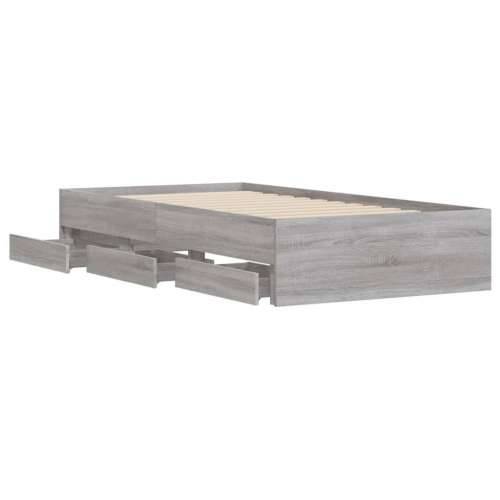 Okvir za krevet s ladicama boja hrasta 100x200 cm drveni - Sivi hrast sonoma 100 x 200 cm Cijena