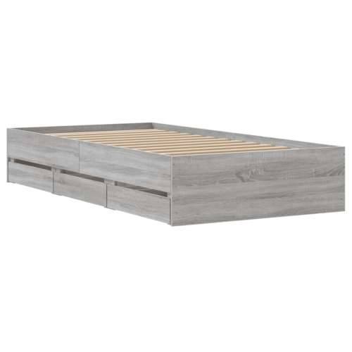 Okvir za krevet s ladicama boja hrasta 100x200 cm drveni - Sivi hrast sonoma 100 x 200 cm Cijena