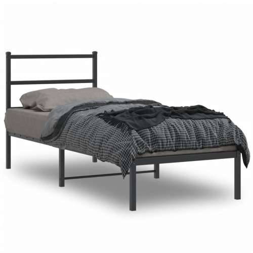 Metalni okvir za krevet s uzglavljem crni 75x190 cm - Crna 75 x 190 cm s uzglavljem Cijena