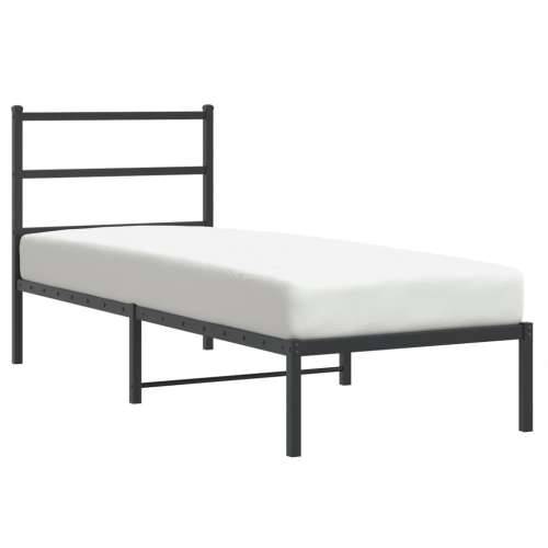 Metalni okvir za krevet s uzglavljem crni 75x190 cm - Crna 75 x 190 cm s uzglavljem Cijena