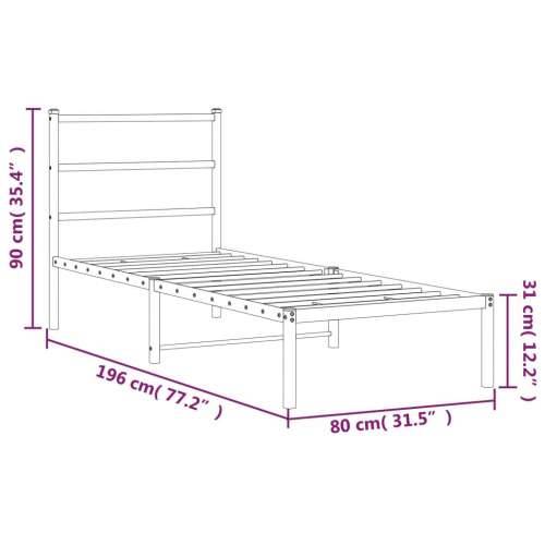 Metalni okvir za krevet s uzglavljem crni 75x190 cm - Crna 75 x 190 cm s uzglavljem Cijena