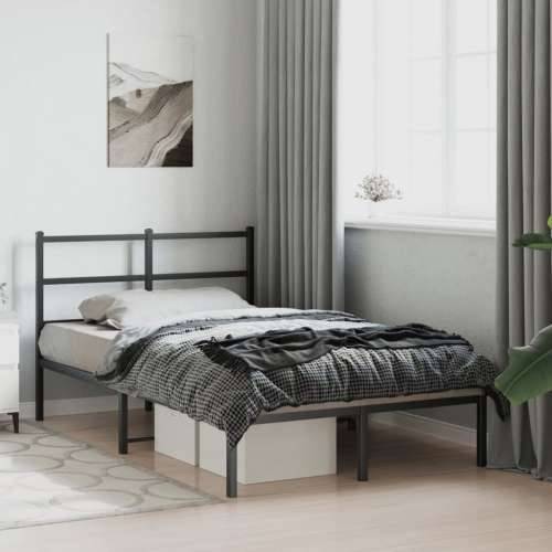 Metalni okvir za krevet s uzglavljem crni 120x190 cm - Crna 120 x 190 cm s uzglavljem Cijena