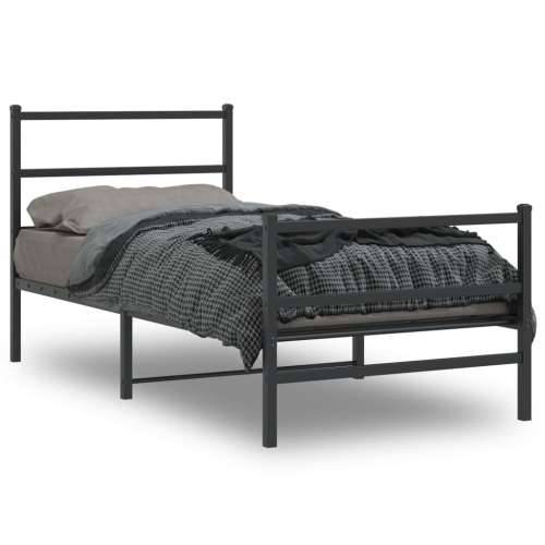 Metalni okvir kreveta s uzglavljem i podnožjem crni 90 x 200 cm - Crna 90 x 200 cm s uzglavljem i podnožjem Cijena