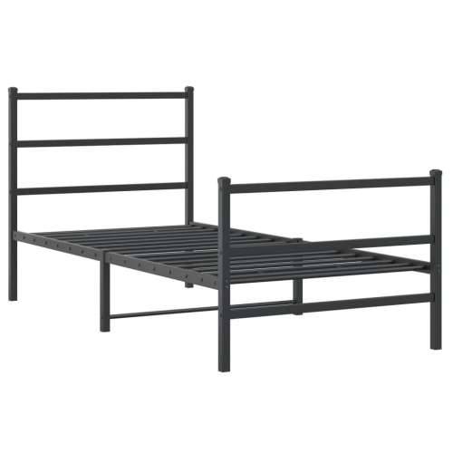Metalni okvir kreveta s uzglavljem i podnožjem crni 90 x 200 cm - Crna 90 x 200 cm s uzglavljem i podnožjem Cijena