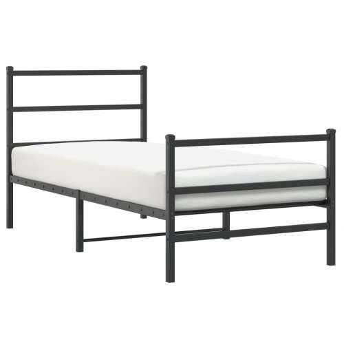 Metalni okvir kreveta s uzglavljem i podnožjem crni 90 x 200 cm - Crna 90 x 200 cm s uzglavljem i podnožjem Cijena