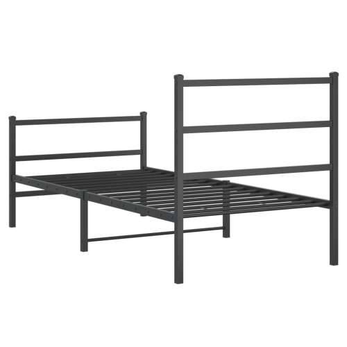 Metalni okvir kreveta s uzglavljem i podnožjem crni 90 x 200 cm - Crna 90 x 200 cm s uzglavljem i podnožjem Cijena