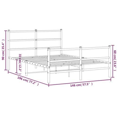 Metalni okvir kreveta s uzglavljem i podnožjem crni 140x190 cm - Crna 140 x 190 cm s uzglavljem i podnožjem Cijena