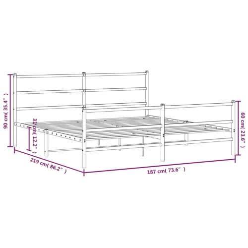 Metalni okvir kreveta s uzglavljem i podnožjem crni 183x213 cm - Crna 183 x 213 cm s uzglavljem i podnožjem Cijena