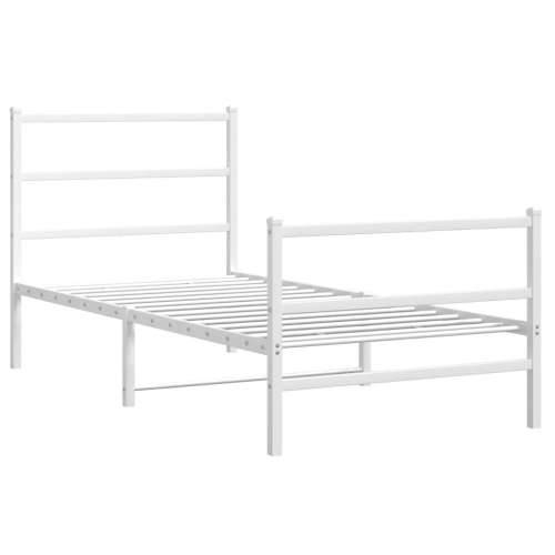 Metalni okvir kreveta s uzglavljem i podnožjem bijeli 90x190 cm - Bijela 90 x 190 cm s uzglavljem i podnožjem Cijena
