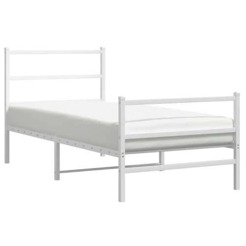 Metalni okvir kreveta s uzglavljem i podnožjem bijeli 90x190 cm - Bijela 90 x 190 cm s uzglavljem i podnožjem Cijena