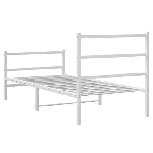 Metalni okvir kreveta s uzglavljem i podnožjem bijeli 90x190 cm - Bijela 90 x 190 cm s uzglavljem i podnožjem Cijena