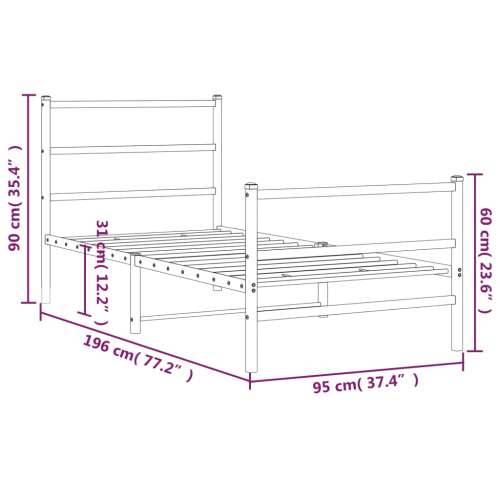 Metalni okvir kreveta s uzglavljem i podnožjem bijeli 90x190 cm - Bijela 90 x 190 cm s uzglavljem i podnožjem Cijena