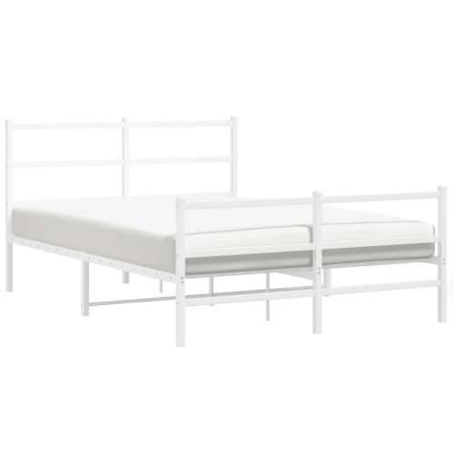 Metalni okvir kreveta uzglavlje i podnožje bijeli 140 x 190 cm - Bijela 140 x 190 cm s uzglavljem i podnožjem Cijena