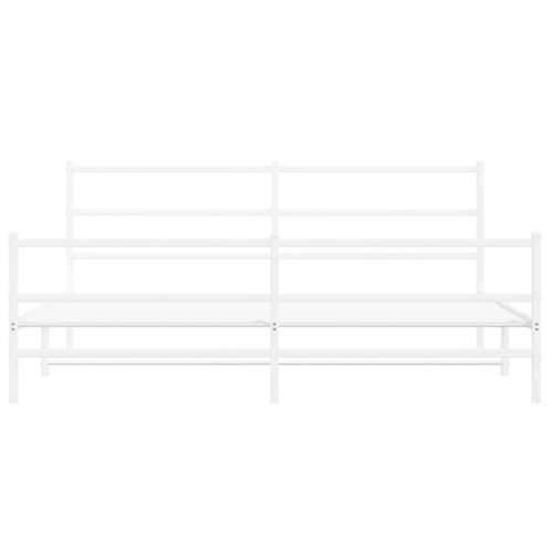 Metalni okvir kreveta uzglavlje i podnožje bijeli 200 x 200 cm - Bijela 200 x 200 cm s uzglavljem i podnožjem Cijena