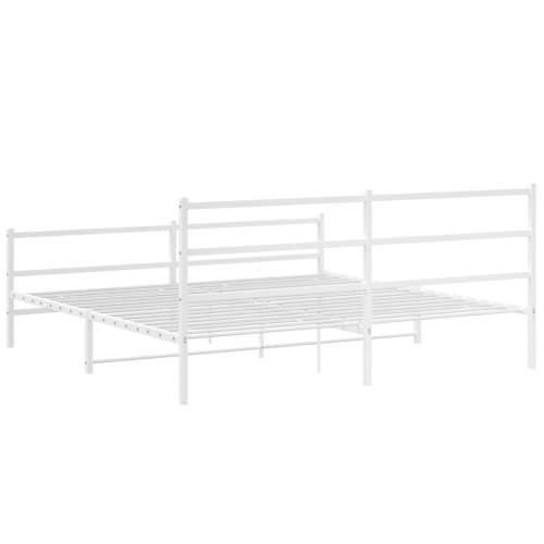 Metalni okvir kreveta uzglavlje i podnožje bijeli 200 x 200 cm - Bijela 200 x 200 cm s uzglavljem i podnožjem Cijena