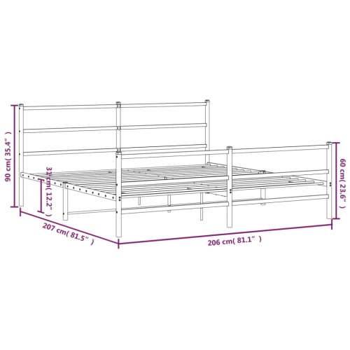 Metalni okvir kreveta uzglavlje i podnožje bijeli 200 x 200 cm - Bijela 200 x 200 cm s uzglavljem i podnožjem Cijena