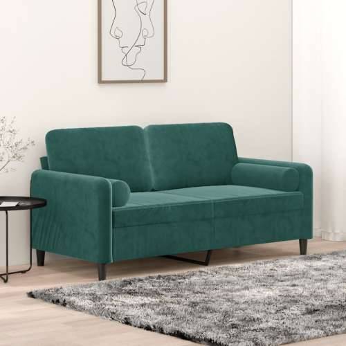 Dvosjed s ukrasnim jastucima tamnozeleni 140 cm baršunasti - Tamnozelena 140 cm Cijena