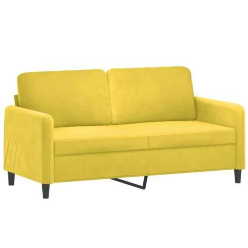 3-dijelni set sofa s jastucima žuti baršunasti - Žuta s jastucima i tabureom Cijena