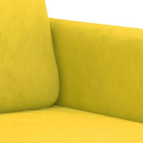 3-dijelni set sofa s jastucima žuti baršunasti - Žuta s jastucima i tabureom Cijena