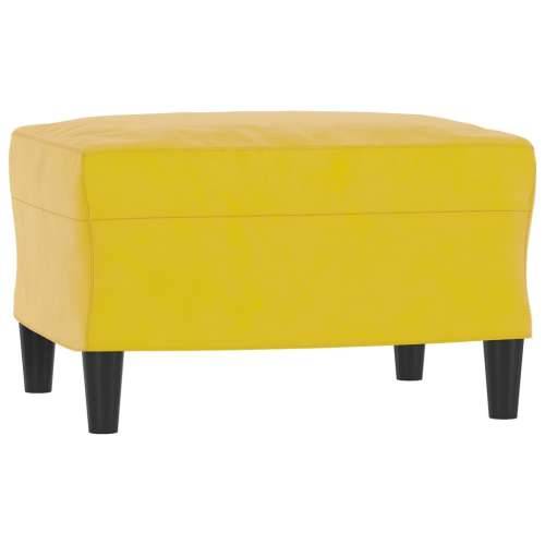 3-dijelni set sofa s jastucima žuti baršunasti - Žuta s jastucima i tabureom Cijena