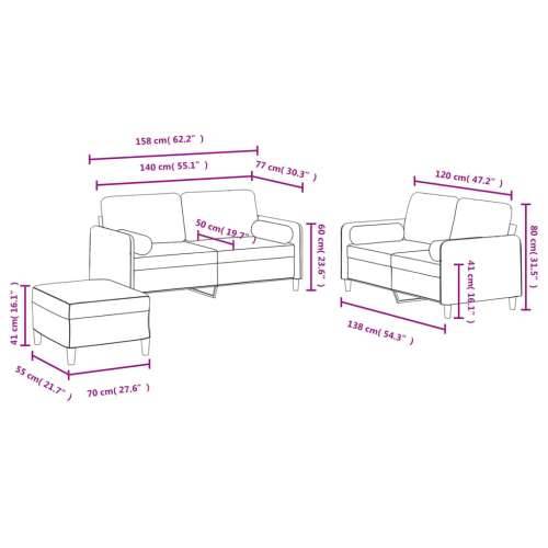 3-dijelni set sofa s jastucima žuti baršunasti - Žuta s jastucima i tabureom Cijena