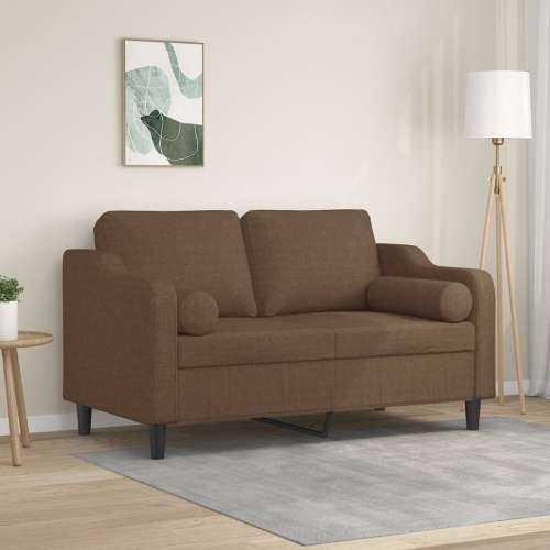 Dvosjed s ukrasnim jastucima smeđi 120 cm od tkanine - Smeđa 120 cm Cijena