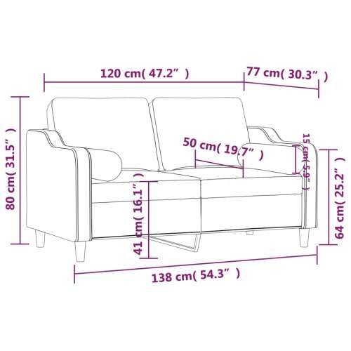 Dvosjed s ukrasnim jastucima smeđi 120 cm od tkanine - Smeđa 120 cm Cijena