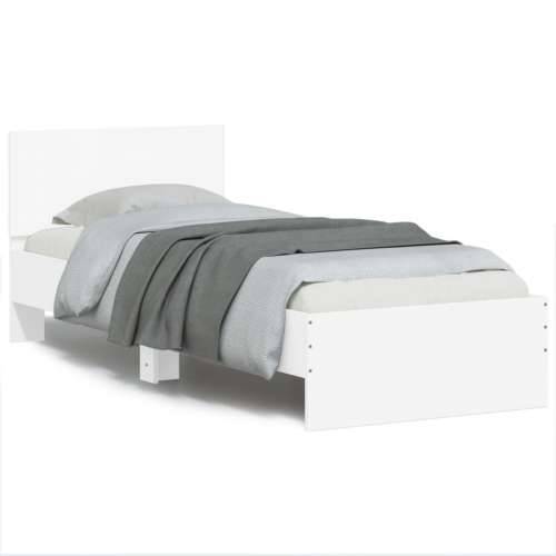 Okvir za krevet s uzglavljem i LED svjetlima bijeli 90x200 cm - Bijela 90 x 200 cm Cijena