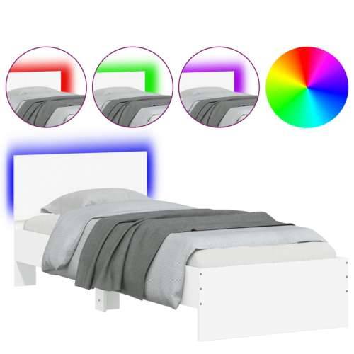 Okvir za krevet s uzglavljem i LED svjetlima bijeli 90x200 cm - Bijela 90 x 200 cm Cijena