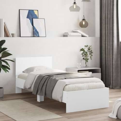 Okvir za krevet s uzglavljem i LED svjetlima bijeli 90x200 cm - Bijela 90 x 200 cm Cijena