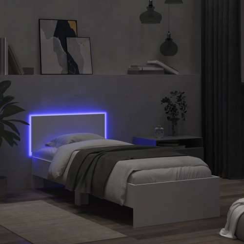 Okvir za krevet s uzglavljem i LED svjetlima bijeli 90x200 cm - Bijela 90 x 200 cm Cijena