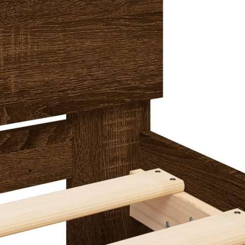 Okvir za krevet s uzglavljem i LED svjetlima boja smeđeg hrasta - Smeđi hrast 90 x 200 cm Cijena