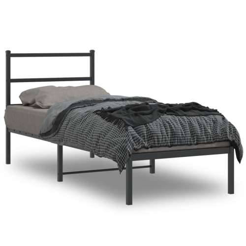 Metalni okvir za krevet s uzglavljem crni 80x200 cm - Crna 80 x 200 cm s uzglavljem Cijena