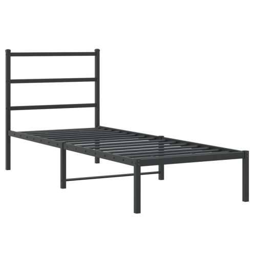Metalni okvir za krevet s uzglavljem crni 80x200 cm - Crna 80 x 200 cm s uzglavljem Cijena