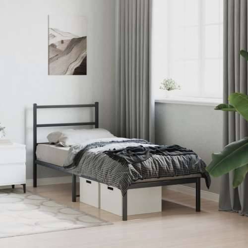 Metalni okvir za krevet s uzglavljem crni 80x200 cm - Crna 80 x 200 cm s uzglavljem Cijena