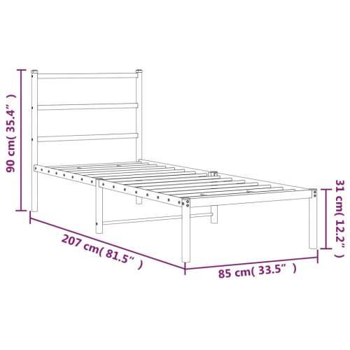 Metalni okvir za krevet s uzglavljem crni 80x200 cm - Crna 80 x 200 cm s uzglavljem Cijena