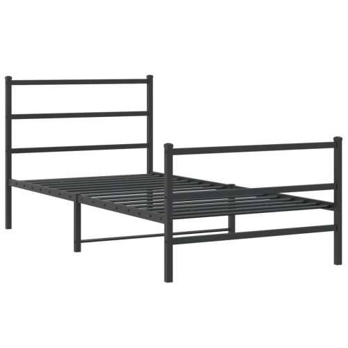Metalni okvir kreveta s uzglavljem i podnožjem crni 100x190 cm Crna 100 x 190 cm s uzglavljem i podnožjem Cijena