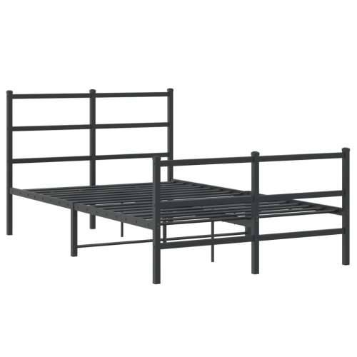 Metalni okvir kreveta s uzglavljem i podnožjem crni 120x190 cm Crna 120 x 190 cm s uzglavljem i podnožjem Cijena