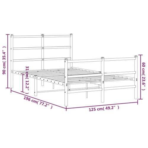 Metalni okvir kreveta s uzglavljem i podnožjem crni 120x190 cm Crna 120 x 190 cm s uzglavljem i podnožjem Cijena