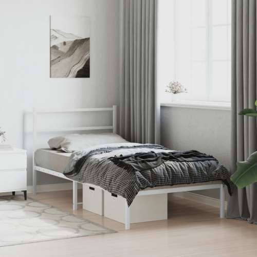 Metalni okvir za krevet s uzglavljem bijeli 107x203 cm - Bijela 107 x 203 cm s uzglavljem Cijena
