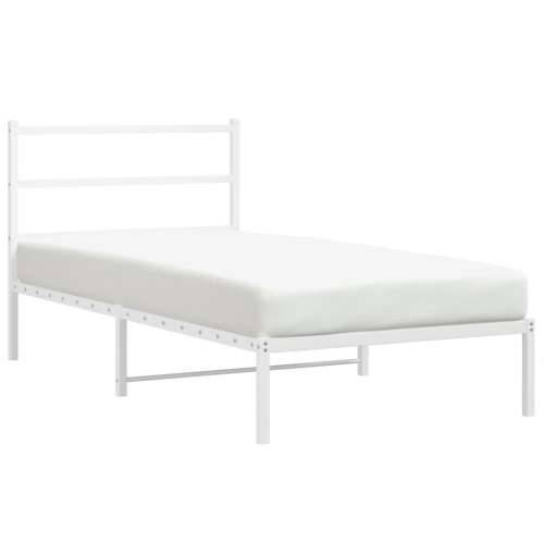 Metalni okvir za krevet s uzglavljem bijeli 107x203 cm - Bijela 107 x 203 cm s uzglavljem Cijena