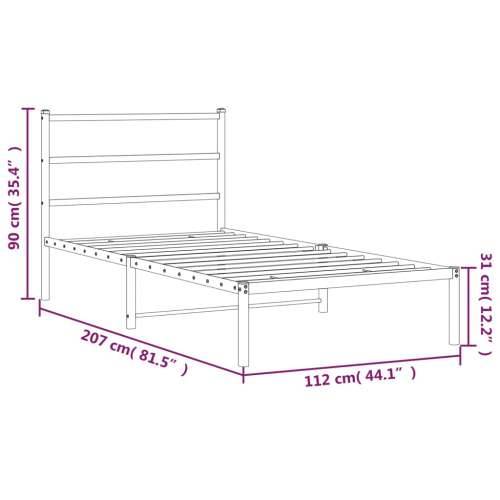 Metalni okvir za krevet s uzglavljem bijeli 107x203 cm - Bijela 107 x 203 cm s uzglavljem Cijena