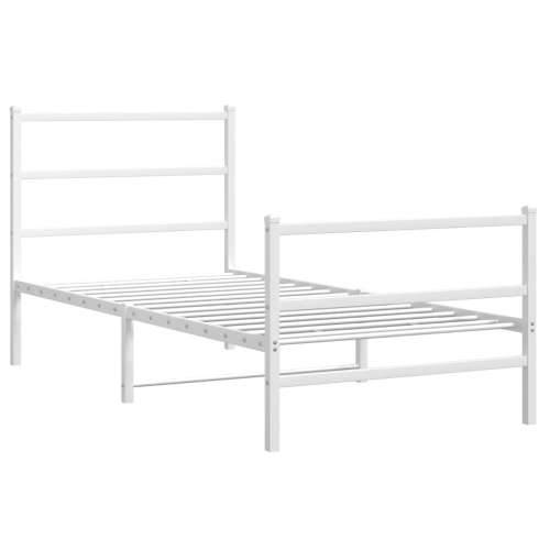 Metalni okvir kreveta s uzglavljem i podnožjem bijeli 90x200 cm Bijela 90 x 200 cm s uzglavljem i podnožjem Cijena