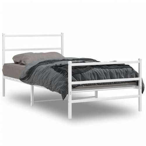 Metalni okvir kreveta s uzglavljem i podnožjem bijeli 100x200cm - Bijela 100 x 200 cm s uzglavljem i podnožjem Cijena