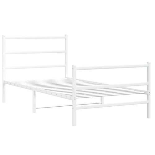 Metalni okvir kreveta s uzglavljem i podnožjem bijeli 100x200cm - Bijela 100 x 200 cm s uzglavljem i podnožjem Cijena