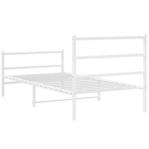 Metalni okvir kreveta s uzglavljem i podnožjem bijeli 100x200cm - Bijela 100 x 200 cm s uzglavljem i podnožjem Cijena