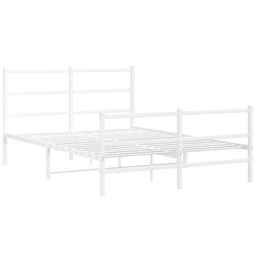 Metalni okvir kreveta uzglavlje i podnožje bijeli 135 x 190 cm - Bijela 135 x 190 cm s uzglavljem i podnožjem Cijena